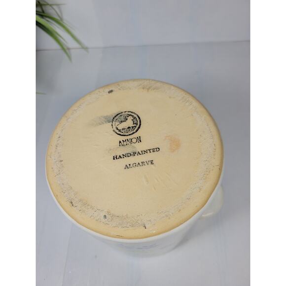 Vintage Amnion Algarve Blue Yellow Canister Hand Painted Clay Pottery - Picture 5 of 5